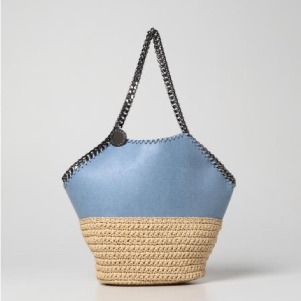 Stella McCartney Blue Rafia Tote Bag
